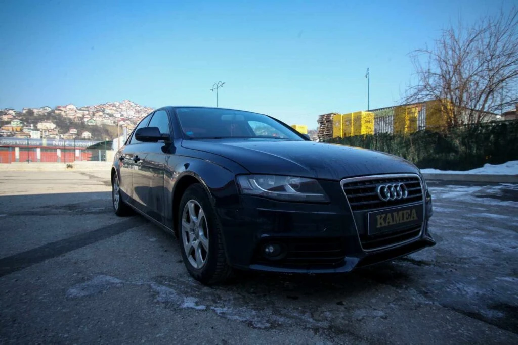 Parked Audi A4 Dark Blue for Rent a Car Sarajevo, Rent a Car Agency Kamea
