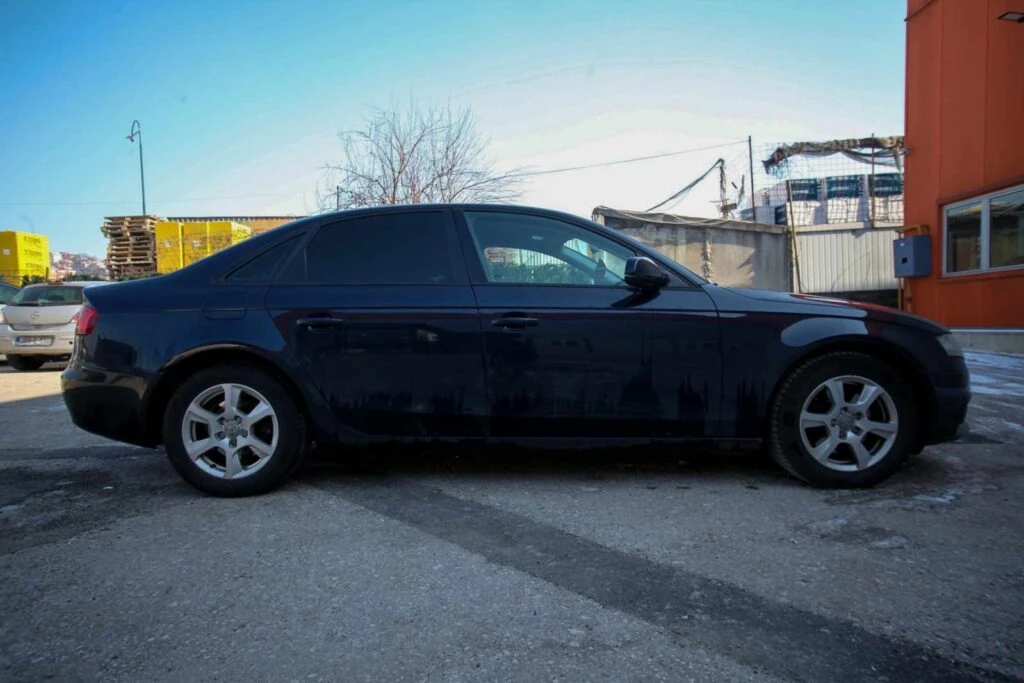 Parked Audi A4 Dark Blue for Rent a Car Sarajevo, Rent a Car Agency Kamea