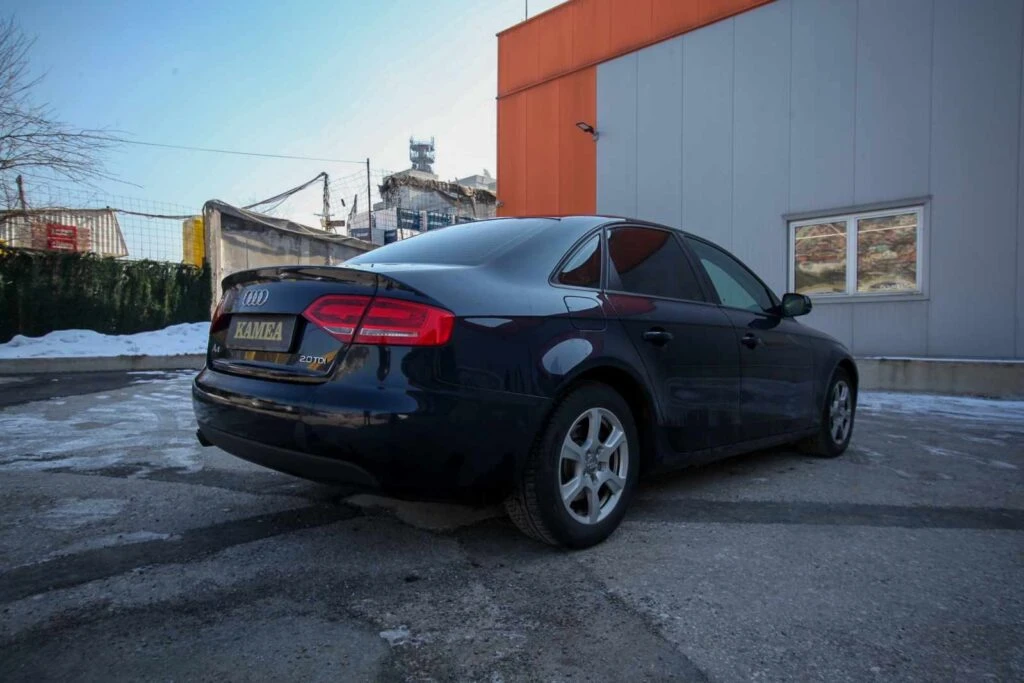 Parked Audi A4 Dark Blue for Rent a Car Sarajevo, Rent a Car Agency Kamea
